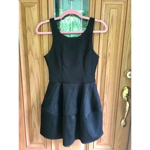 Black mesh fit and flare dress